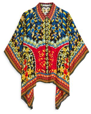 Alice + Olivia Deanne Printed Satin Blouse - Red - S (UK8-10 / S)