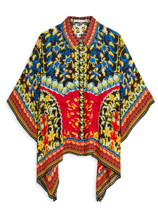 Alice + Olivia Deanne Printed Satin Blouse - Red - S (UK8-10 / S)