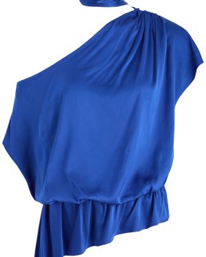 Alice + Olivia Mitsuko Draped Off-the-shoulder Satin top - Blue - XL (UK16 /xl)