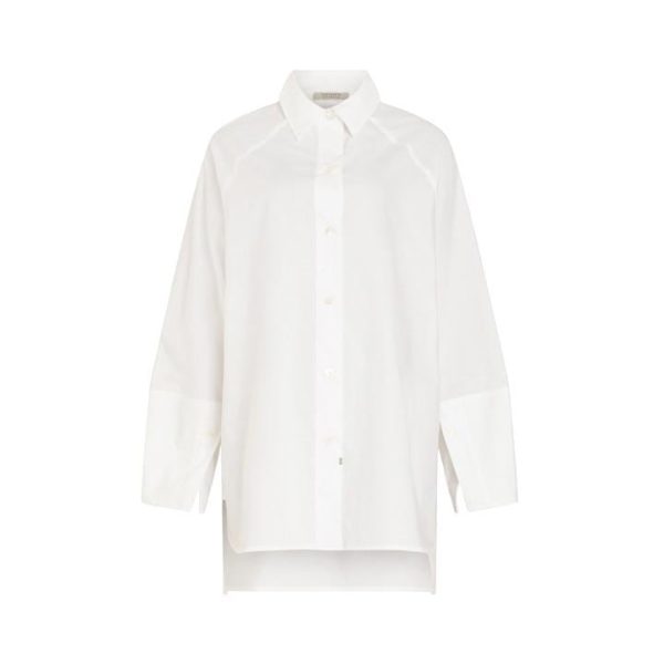 AllSaints Evie Oversized Logo Printed Shirt - White