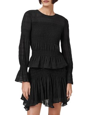 Allsaints Pamela Shirred Peplum Top