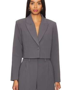 Amanda Uprichard Reggie Crop Blazer in Grey. Size M, S, XS.