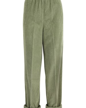 American Vintage Padow Cropped Tapered Corduroy Trousers - Green - S (UK8-10 / S)