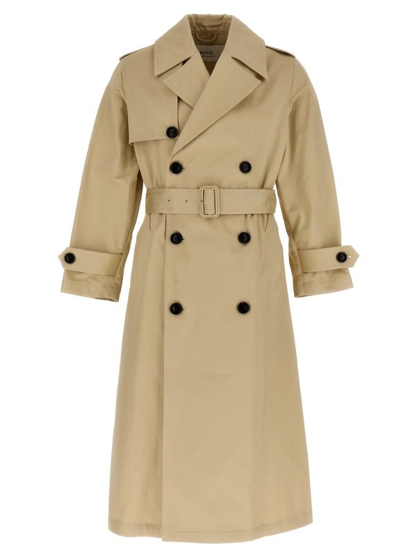 Ami Alexandre Mattiussi Long Satin Cotton Trench Coat