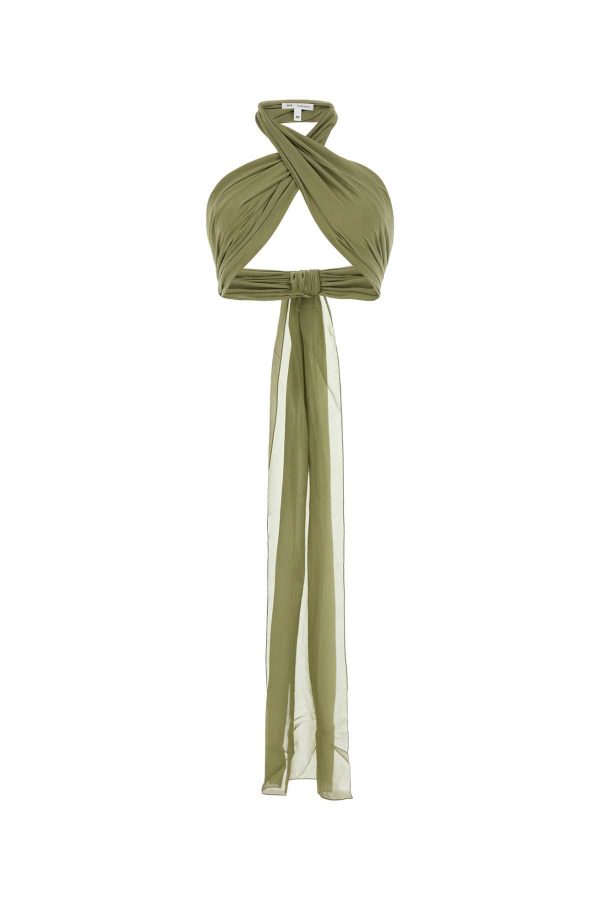 Ami Alexandre Mattiussi Sage Green Silk Crop-top