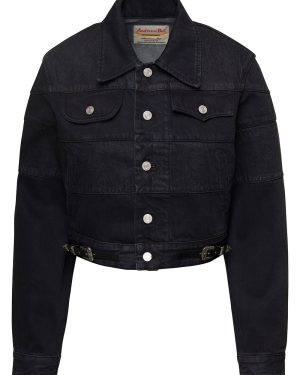 Andersson Bell mahina Black Denim Patchwork Jacket With Heart-shaped Detail In Cotton Woman