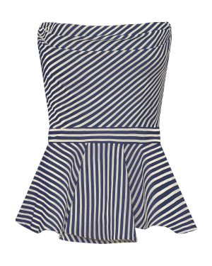 Andres Otalora - Alborada Draped Cotton Twill Peplum Top - Navy - US 10 - Moda Operandi