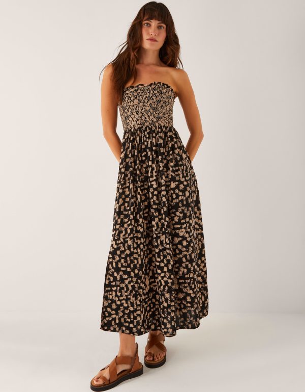 Ania Geometric Bandeau Dress Black