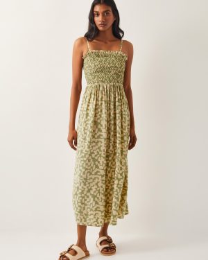 Ania Geometric Bandeau Dress Green
