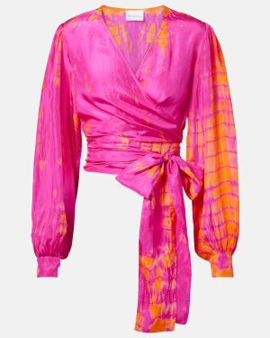 Anna Kosturova Tie-dye silk wrap top