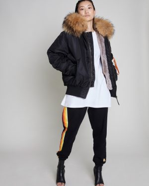 Arctic Army Women's Fur Bomber Jacket Black / XS | 100% Nylon
