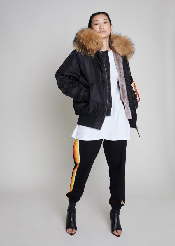 Arctic Army Women's Fur Bomber Jacket Black / XS | 100% Nylon