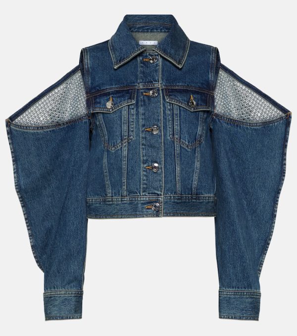 Area Embellished cutout denim jacket