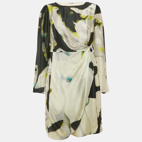 Armani Collezioni Multicolor Printed Satin Draped Mini Dress L