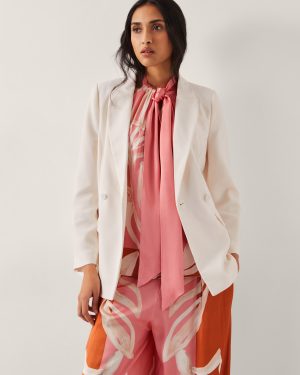 Ashley Double-Breasted Blazer Ivory