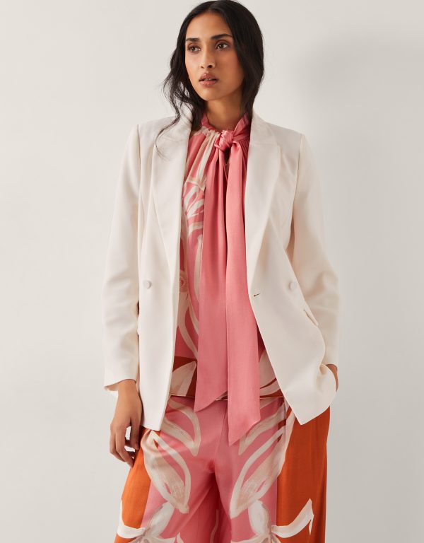 Ashley Double-Breasted Blazer Ivory
