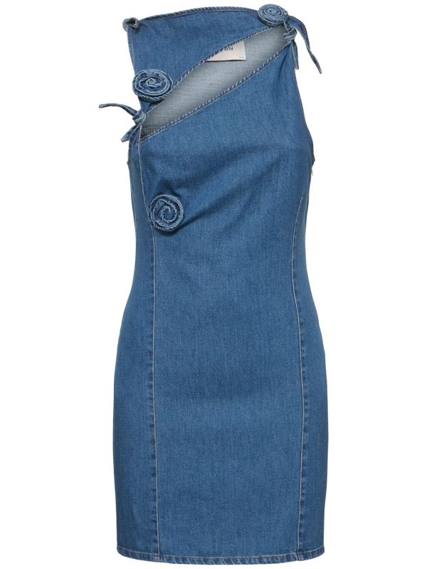 Asymmetric Denim Mini Dress