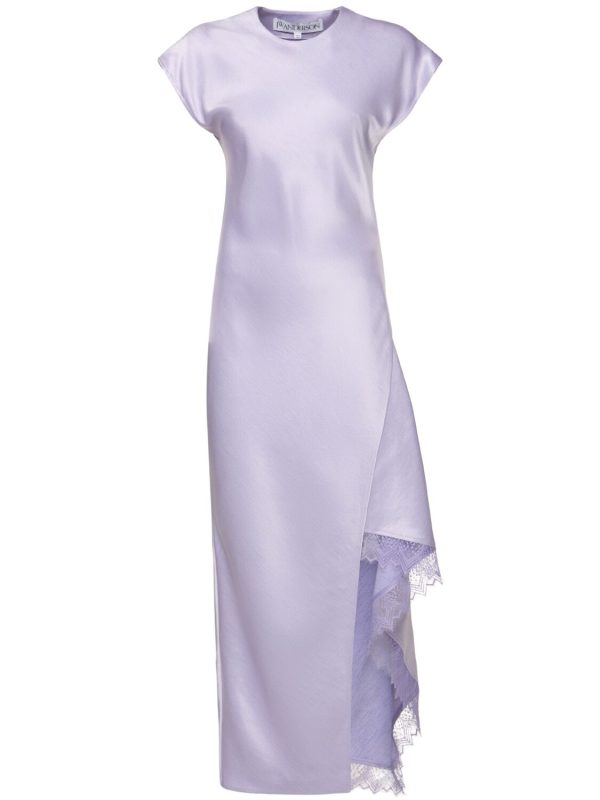 Asymmetric Layered Satin Midi Dress