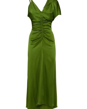 Asymmetric Satin Midi Dress