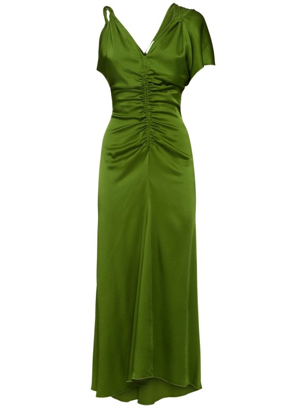 Asymmetric Satin Midi Dress