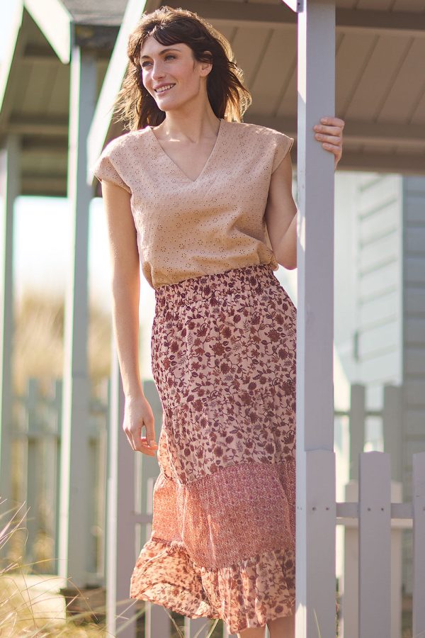 Autonomy - Patchwork Print Tiered Skirt