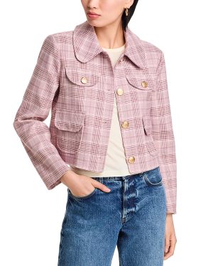 Avec Les Filles Cropped Plaid Jacket