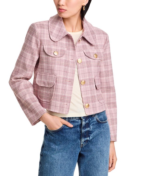 Avec Les Filles Cropped Plaid Jacket