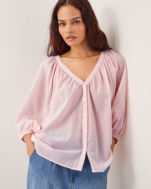 Avery Stripe Blouse Pink