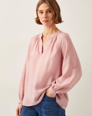 Aya Long Sleeve Satin Blouse Pink