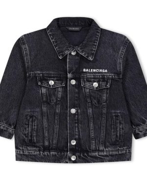 BALENCIAGA Embroidered Denim Jacket Childrens - Black