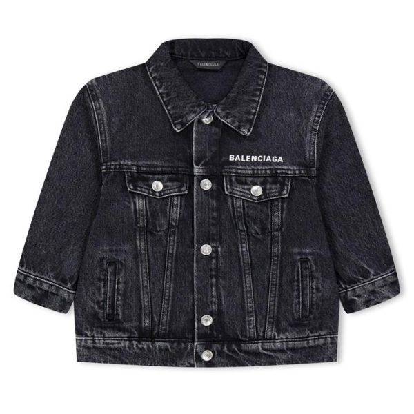 BALENCIAGA Embroidered Denim Jacket Childrens - Black