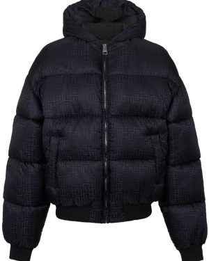 BALMAIN MONOGRAM JACQUARD NYLON PUFFER JACKET Size: 50, colour: BLACK