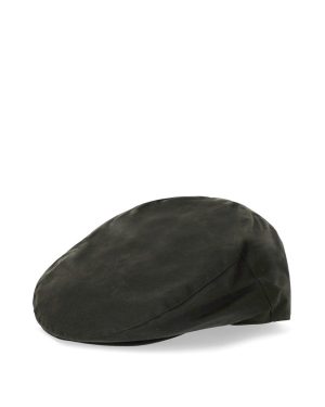 BARBOUR OLIVE GREEN WAXED FLAT CAP