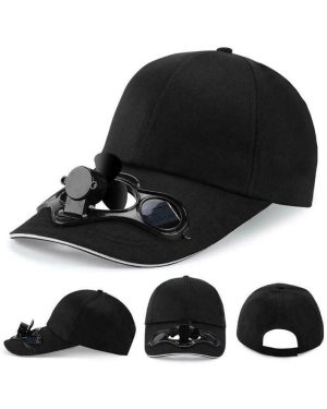 (BLACK HAT) summer sun hat solar fan cap peaked cap