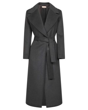 BLANCA VITA | Anthracite wool blend Calistea wrap coat | Women | 40