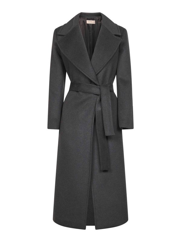 BLANCA VITA | Anthracite wool blend Calistea wrap coat | Women | 40