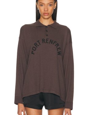BODE Port Renfrew Polo Top in Brown & Black - Brown. Size L (also in M, S, XS).