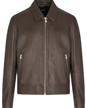 BOSS H MAPSON 4 LEATHER JACKET Size: 52, colour: BROWN