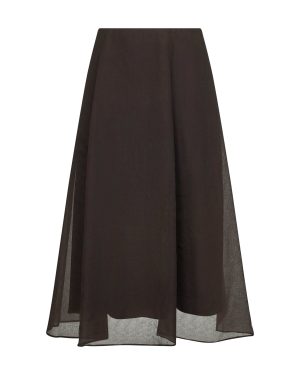BRUNELLO CUCINELLI | Brown Crispy silk Circle skirt | Women | 40