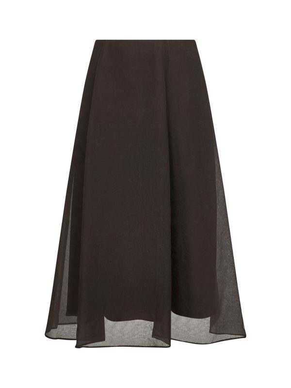 BRUNELLO CUCINELLI | Brown Crispy silk Circle skirt | Women | 40