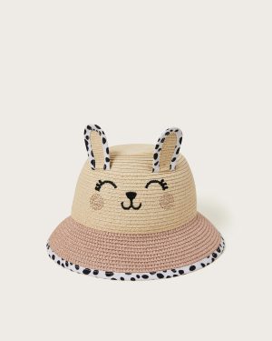 Baby Spot Bunny Straw Sun Hat Pink