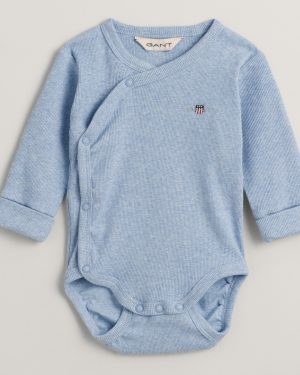 Baby's Blue Shield Ribbed Wrap Bodysuit
