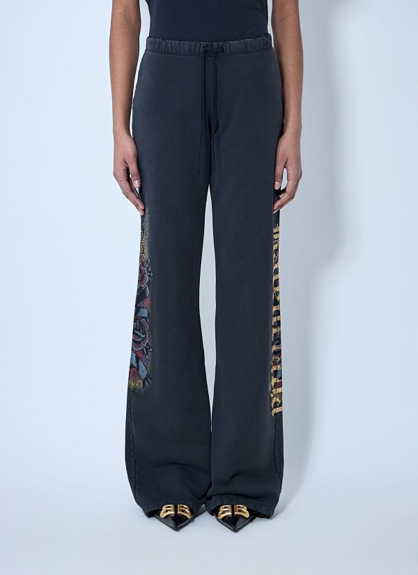 Balenciaga Tacky Tattoo Flared Track Pants - Woman Track Pants Black M