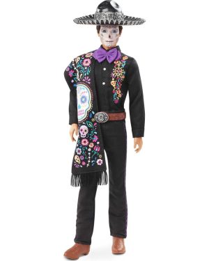 Barbie 2021 Dia De Muertos Ken Doll (12-in) Wearing Embroidered Shirt Serape & Sombrero with Calavera Face Paint Gift for Collectors