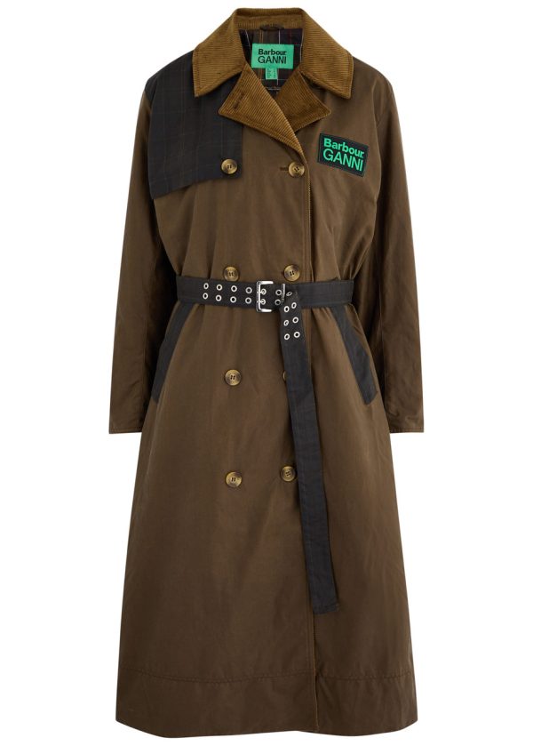 Barbour X Ganni X Ganni Panelled Waxed Cotton Trench Coat - Brown - 10 (UK10 / S)