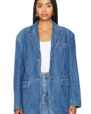 Bardot Abi Denim Oversized Blazer in Denim-Medium. Size XS.