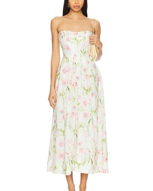 Bardot Lola Corset Midi Dress in White. Size 12, 2, 4, 6, 8.