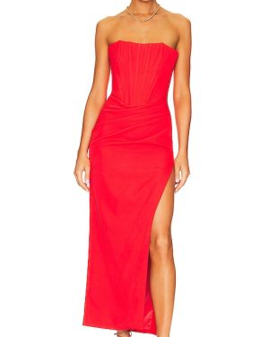 Bardot Saira Midi Dress in Red. Size 6.