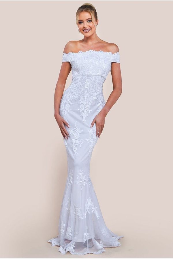 Bardot Sequin Embroidered Maxi Dress - White by Goddiva