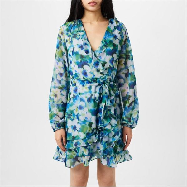 Bardot Triple Frill Dress - Blue